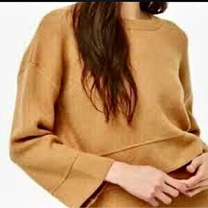 Shaci Women’s LS Cropped Sweater~Camel/Carmel Brown Sweater Oversized Small